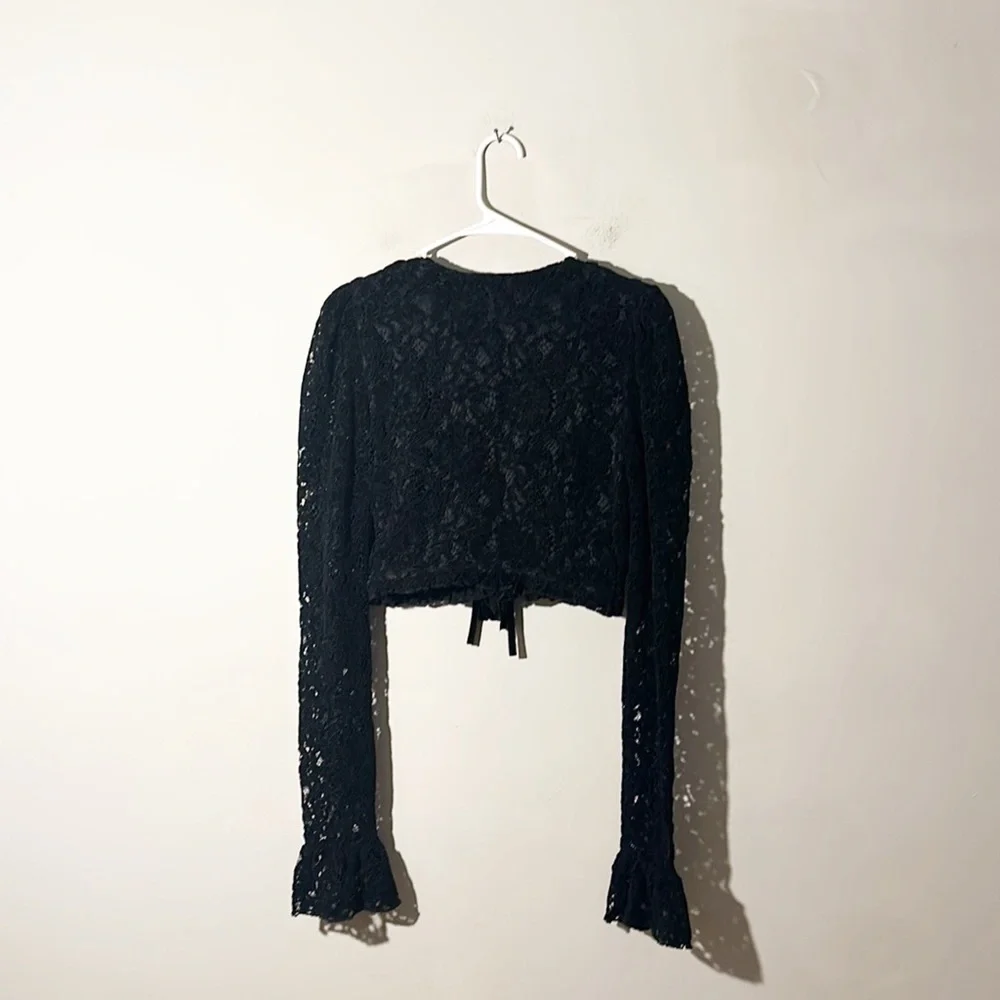 NWT Majorelle x Revolve Avilia Black Lace long sleeve top crop women size Sm